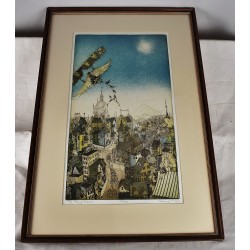 Flying Machine (Original, Signed Aquatint Etching)
